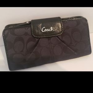 Coach Black Signature Snap Wallet